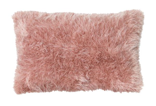 Kussen bont linnen oud roze 57x38cm