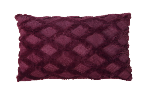 Kussen bont ruit bordeaux 56x36cm
