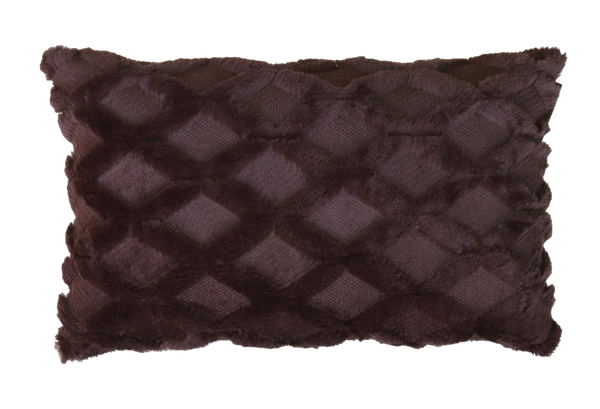 Kussen bont ruit dark chocolate 56x36cm