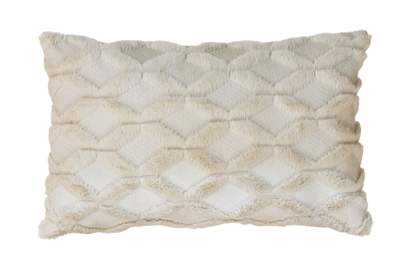 Kussen bont ruit ecru 56x36cm