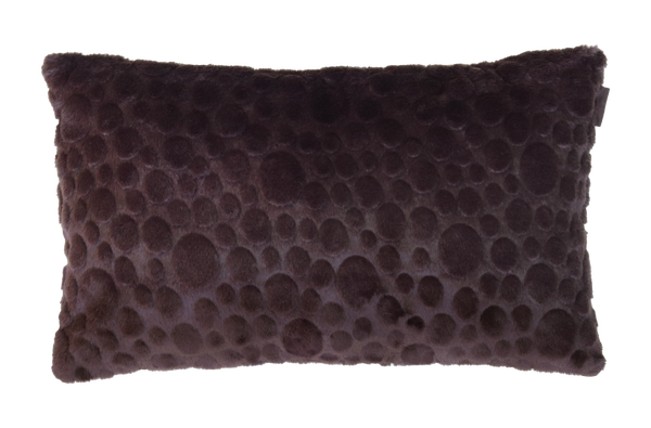 Kussen bont suede dot dark chocolate 57x37cm