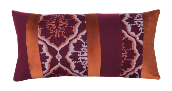Kussen jacquard streep wine brick 64x35cm