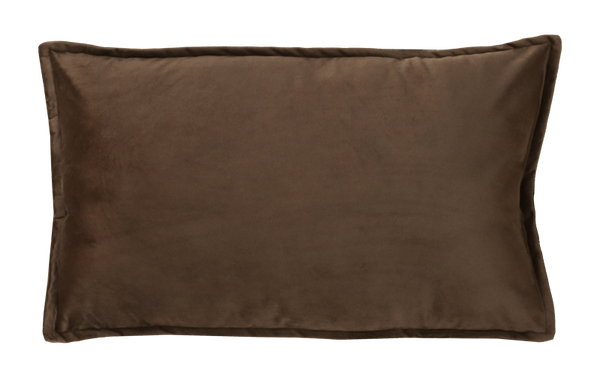 Kussen velours rand dark chocolate 56x38cm