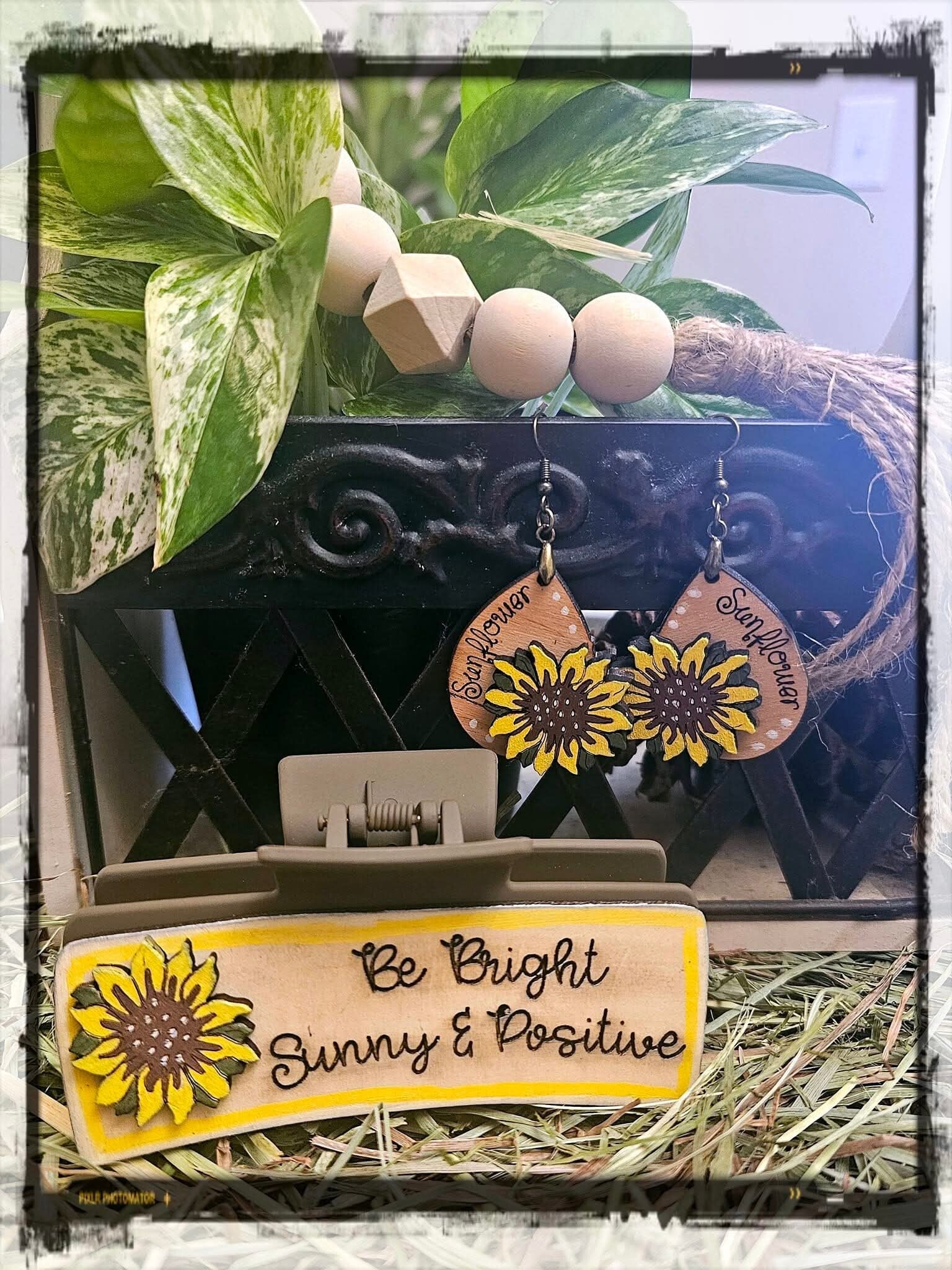 Sunflower Haircllip and Earring Set