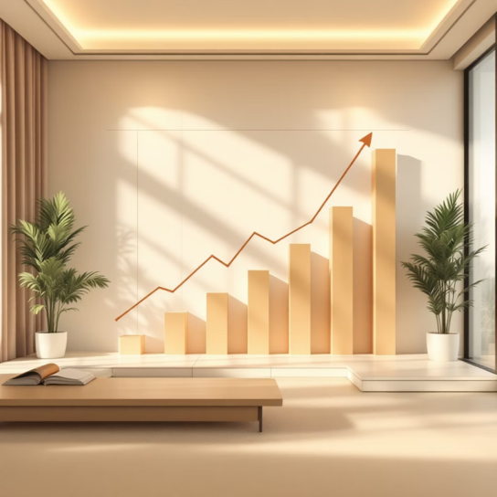 een grafische vormgeving van resultaat groei in een grafiek