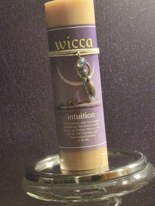 Benjamin International Intuition Wicca pewter pendant candle featuring a Goddess amulet.
