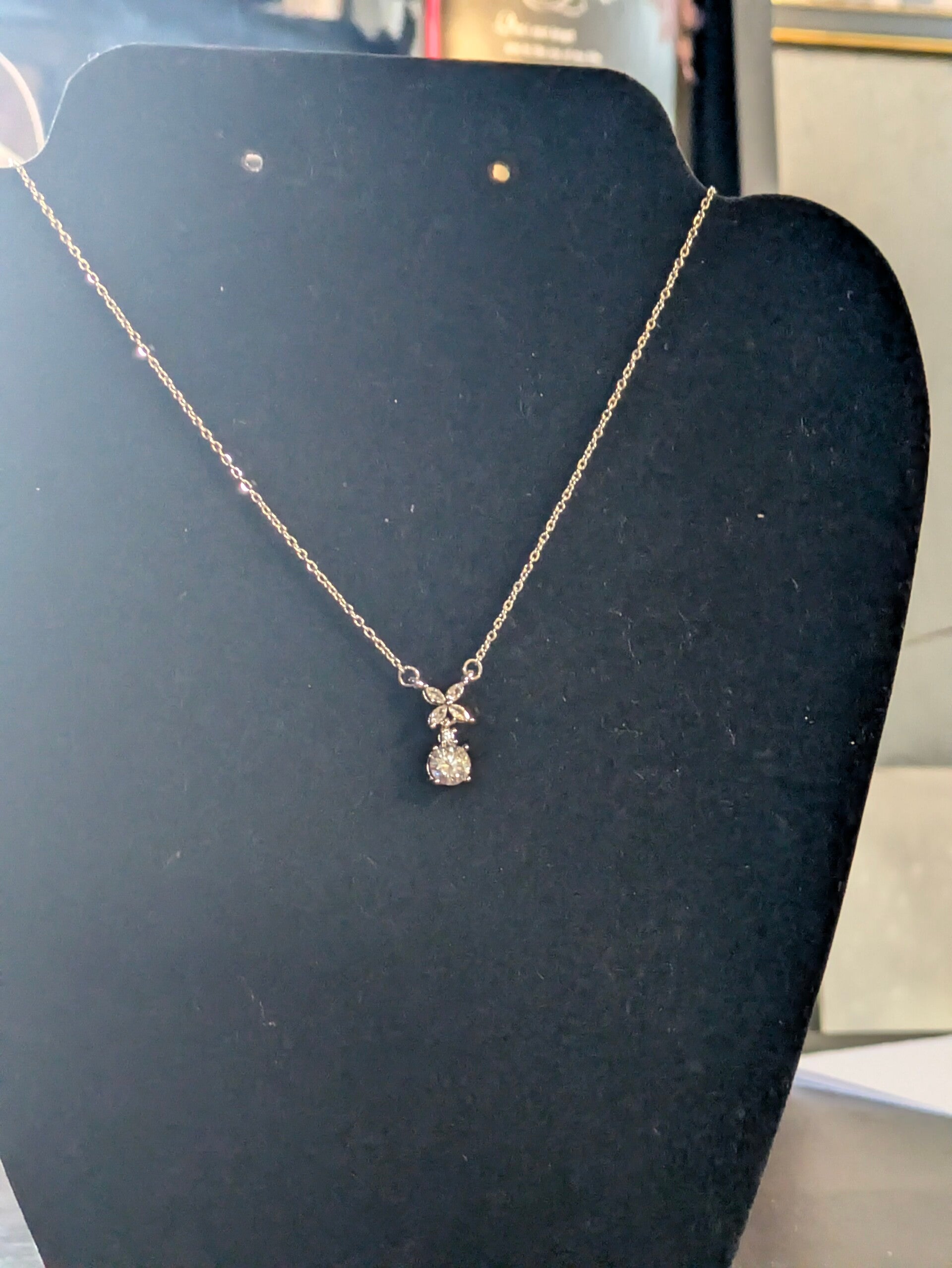 Marquis and Round Moissanite 925 Sterling Silver 18inch