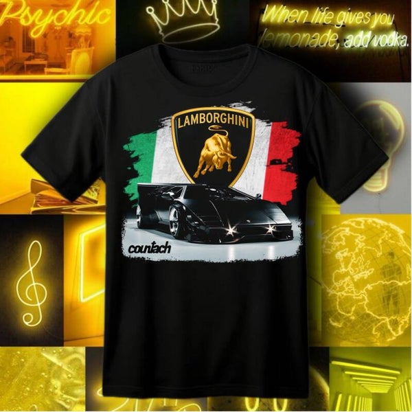 Italian Flag Lamborghini Countach Classic Sports Car Tee