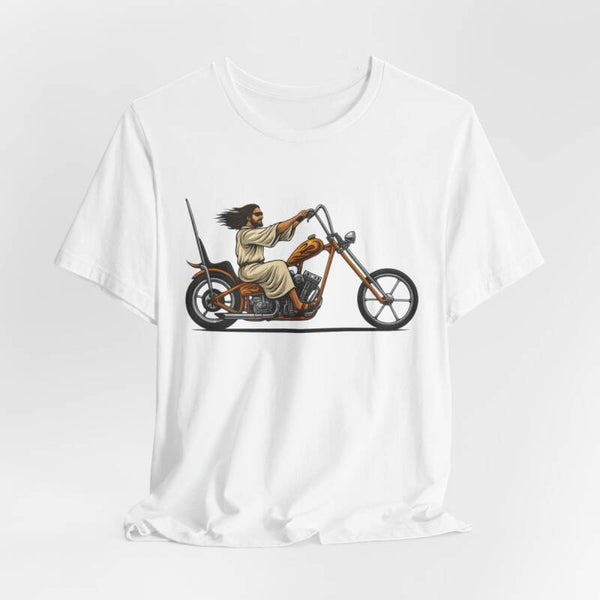 Jesus Chopper Motorcycle Unisex Tee, Christian Biker Gift Shirt, Religious Short Sleeve Top, Men Women Apparel, Motorcycle Rider Tshirt