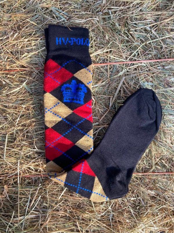 HV Polo Sokken Argyle Black-Red-Gold