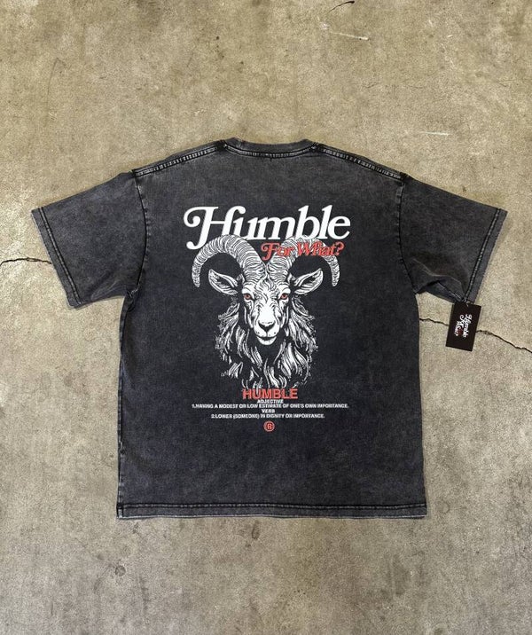 CUSTOM HUMBLE FOR WHAT? BLACK TEE + RED LETTERS