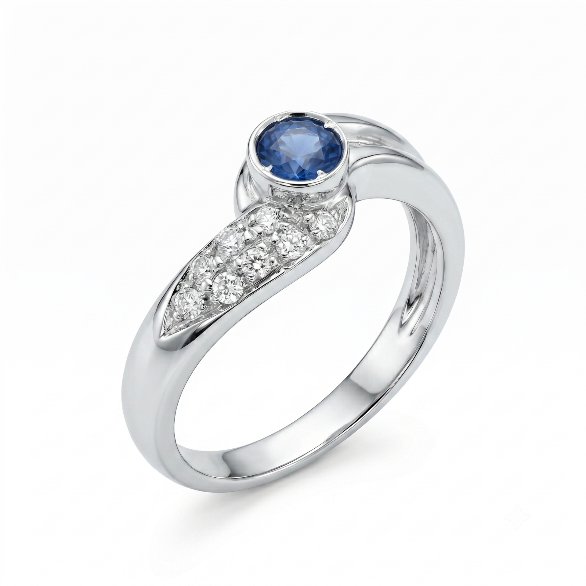 Anello in oro bianco con Zircone e Diamanti