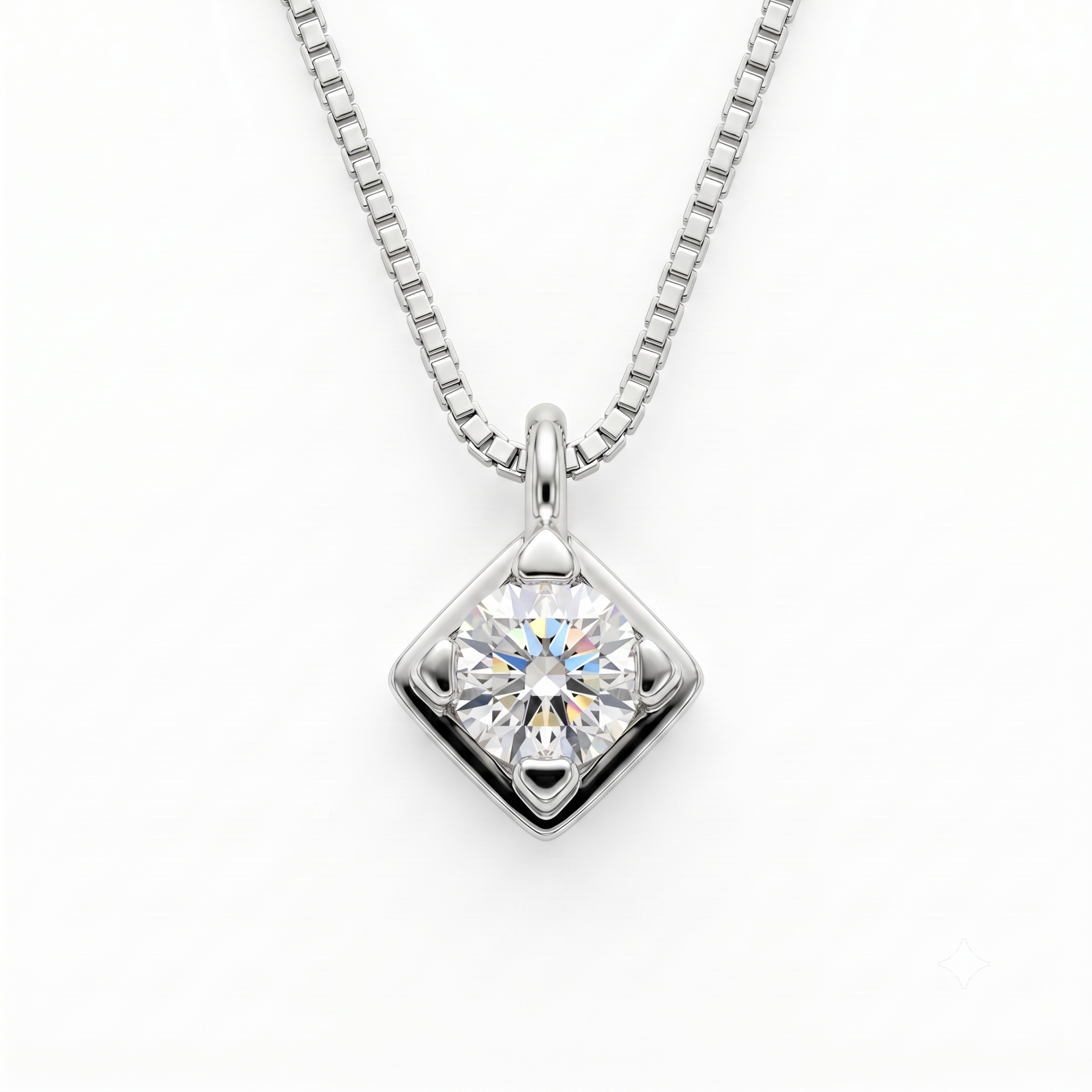Collierino in oro bianco con diamante punto luce