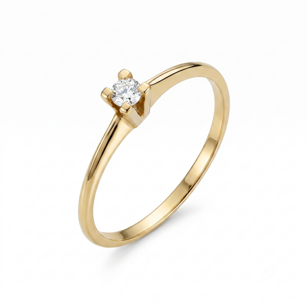 Anello Solitario in oro con diamante