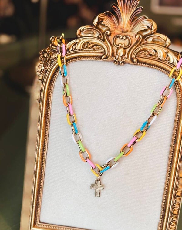 Colorful chain with cross