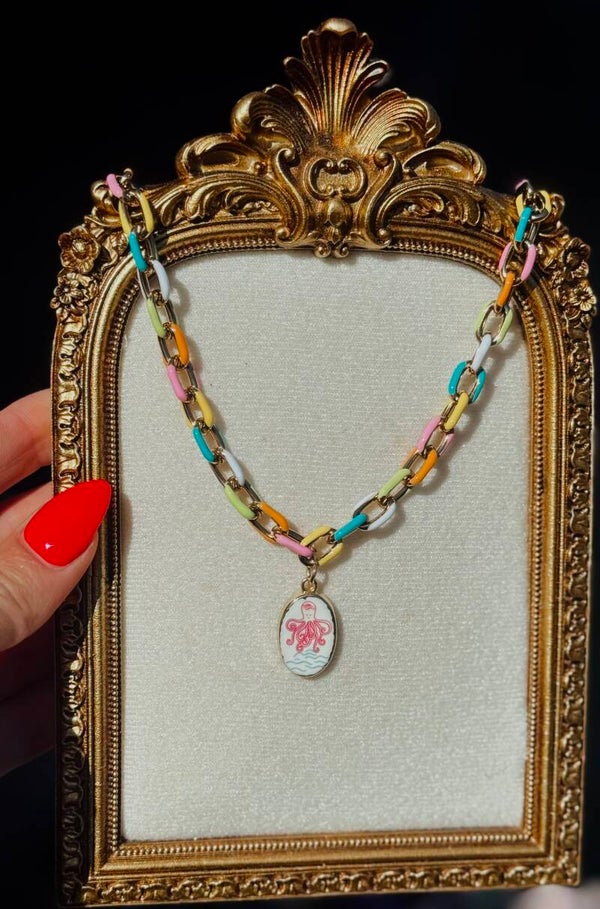 Colorful chain with octopus charm