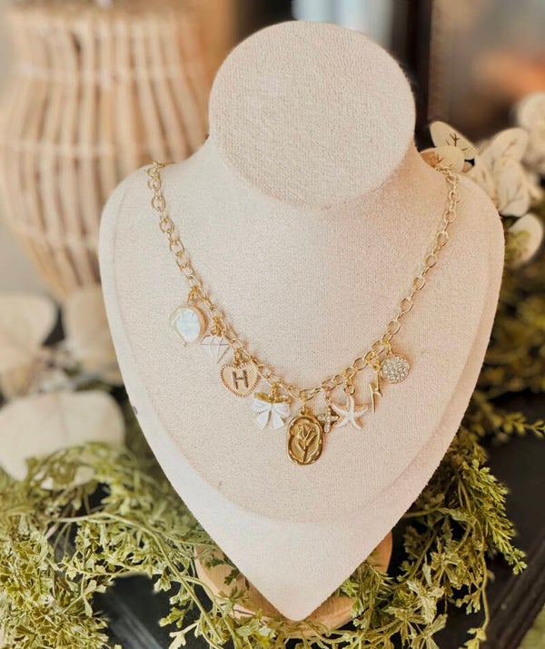 Custom gold charm necklace