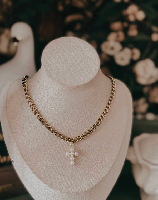 Pearl cross necklace