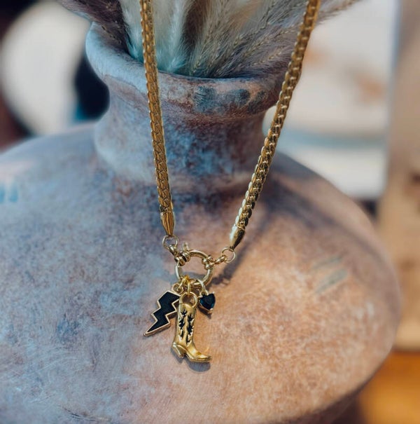 Cowboy boot clasp necklace