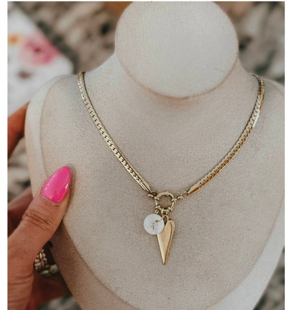 Heart and initial necklace