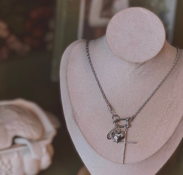 New diamond silver cross necklace