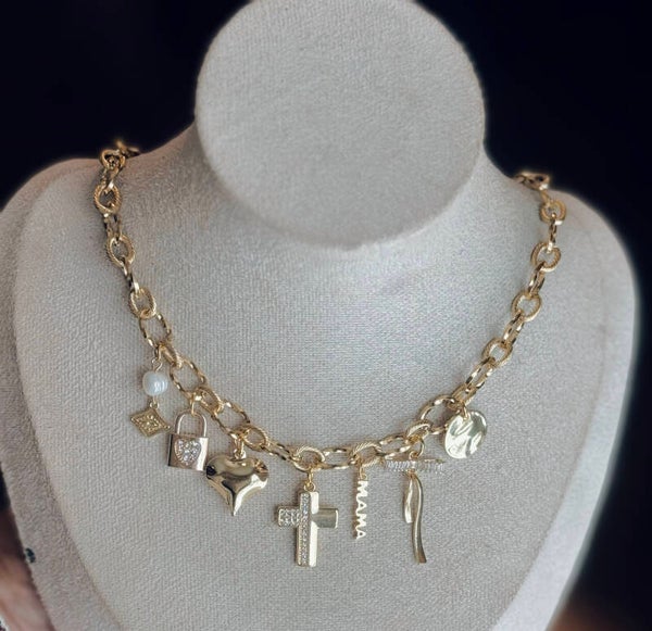 Diamond cross charm necklace