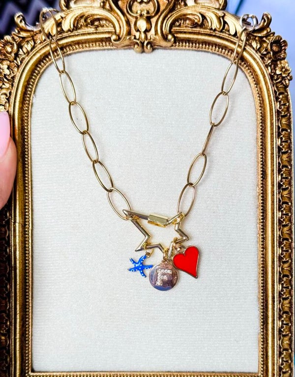 Red white and clue clasp