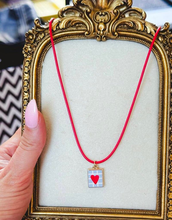 Red white and blue heart charm necklace