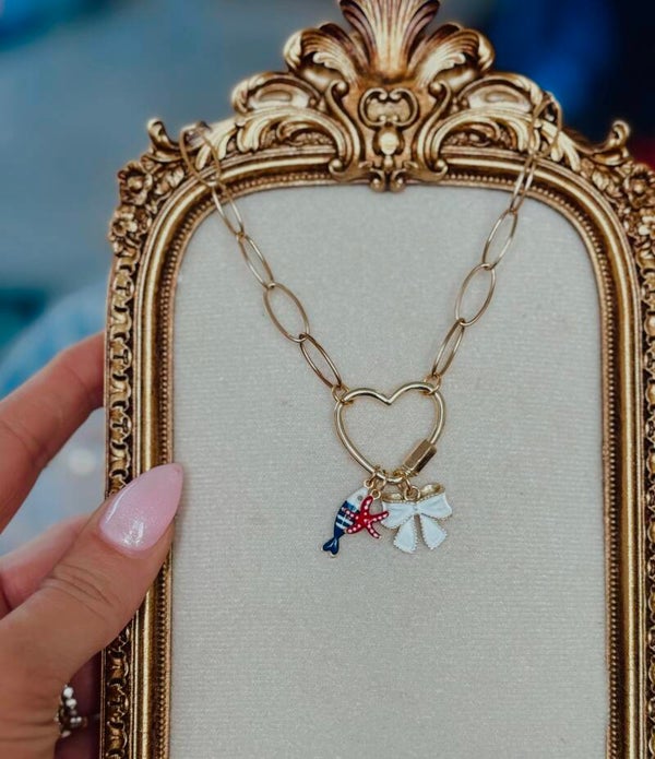 Starfish red white and blue necklace