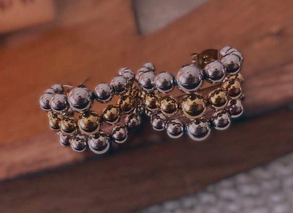 Silver and gold earrings