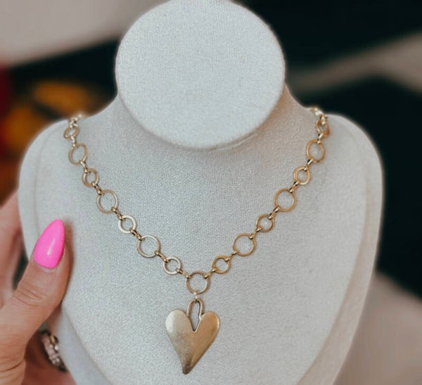 Large gold heart necklace