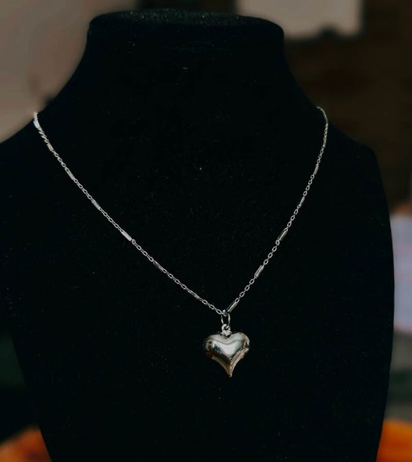 Silver bubble heart necklace
