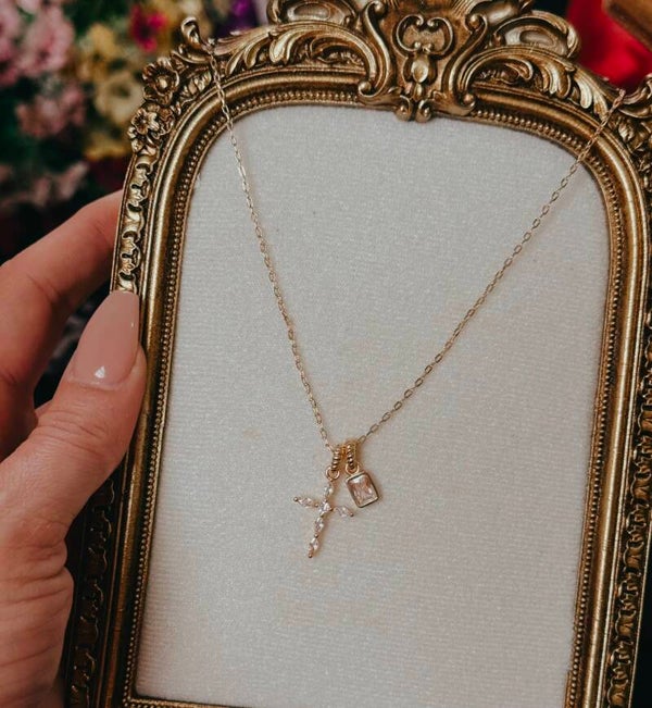 Cross and diamond necklace