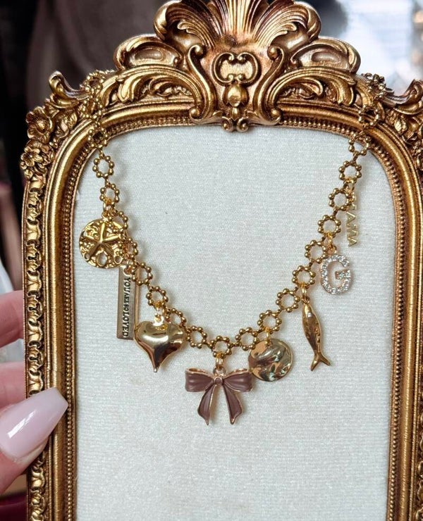 New brown bow necklace