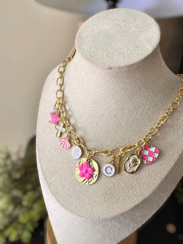 Hot pink beachy necklace