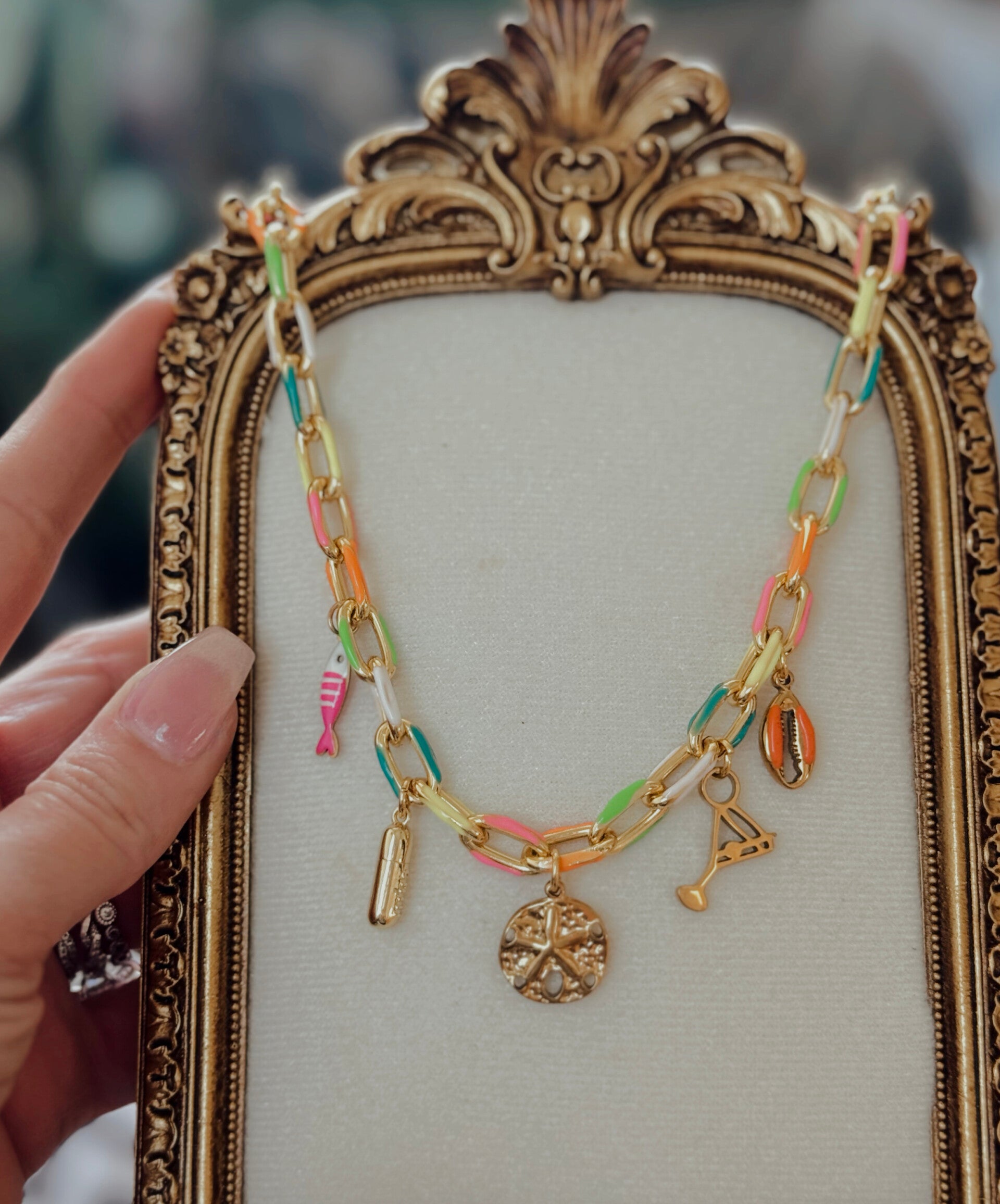 Martini, chill pill and Beach necklace