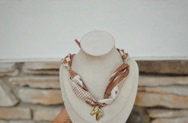 Horse head scarf necklace