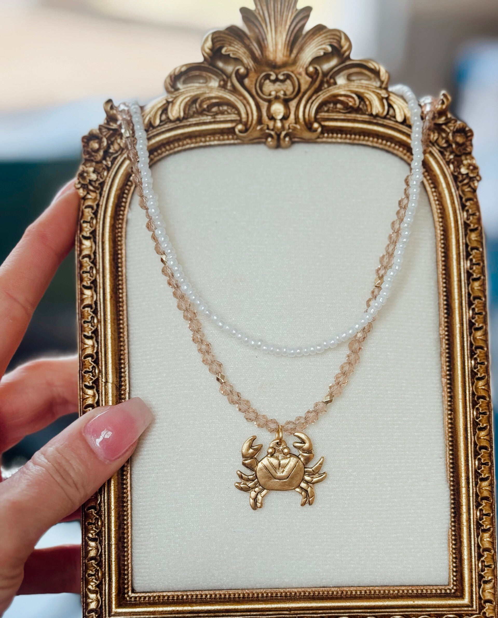 Crab beaded necklace