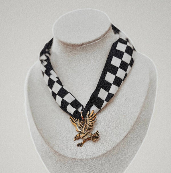 Checkered Eagle Scarf Necklace