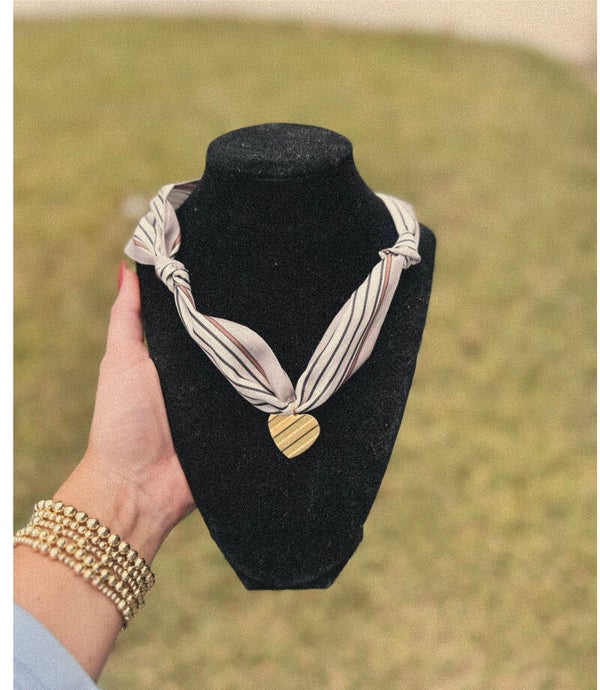 Gold Heart Scarf Necklace