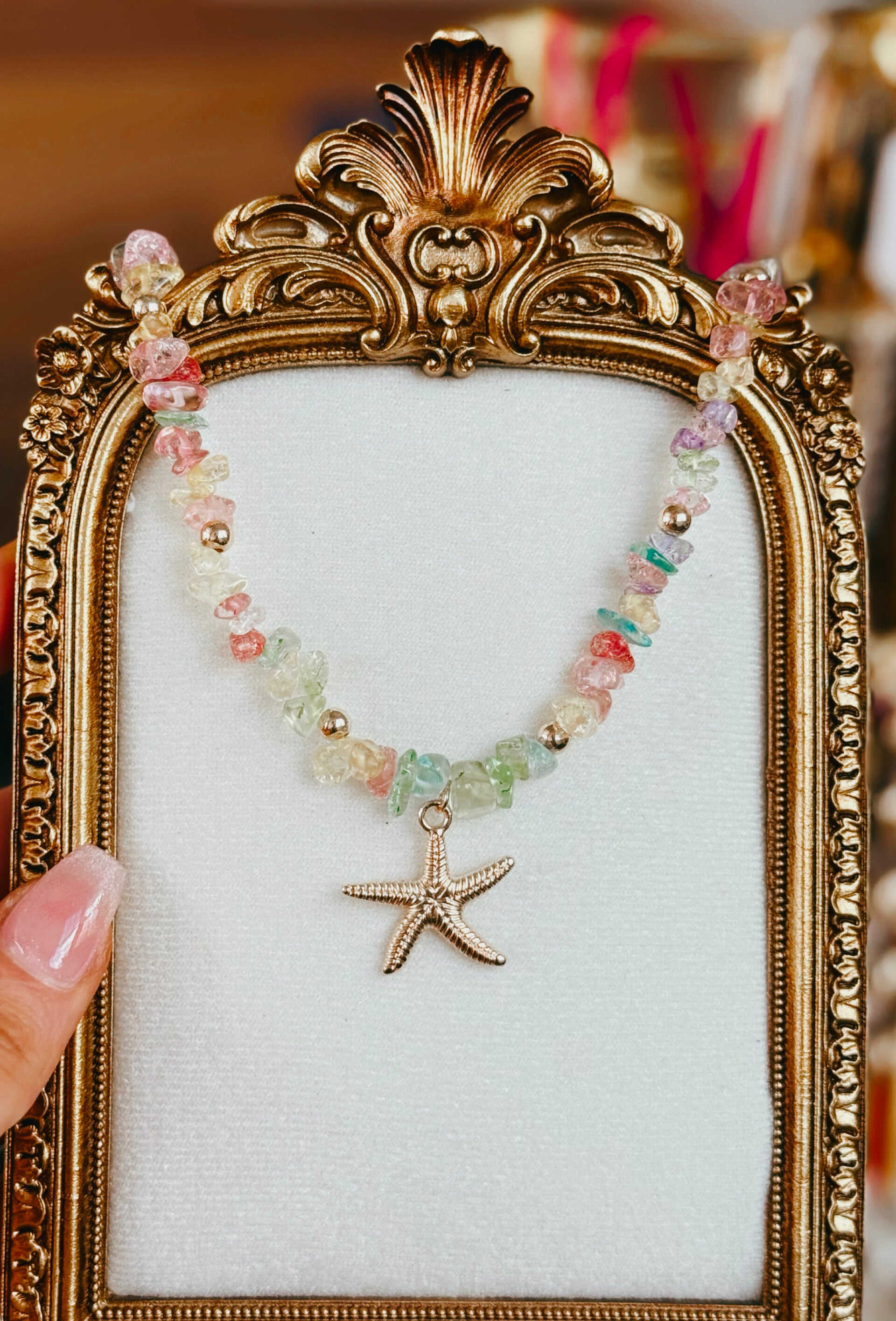 Colorful starfish necklace