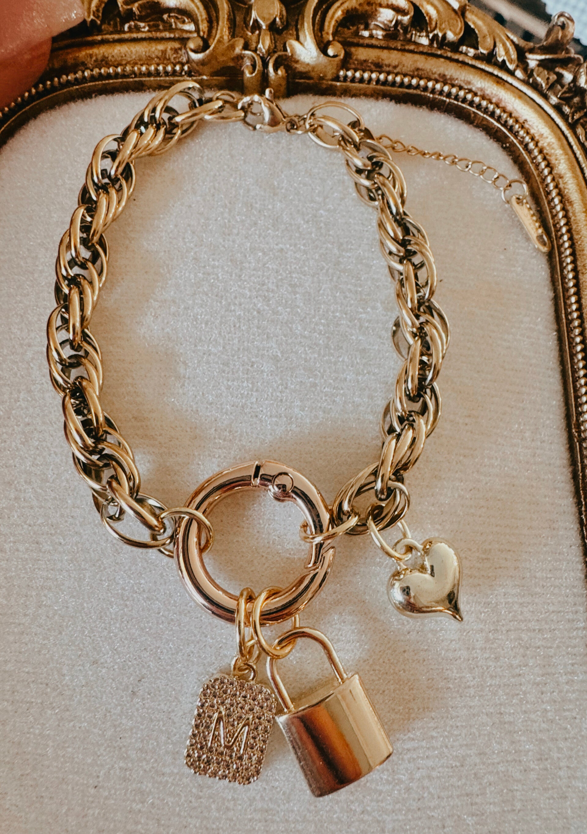 Initial locket bracelet