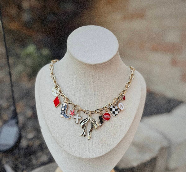 Red and Black Charm Neckalce