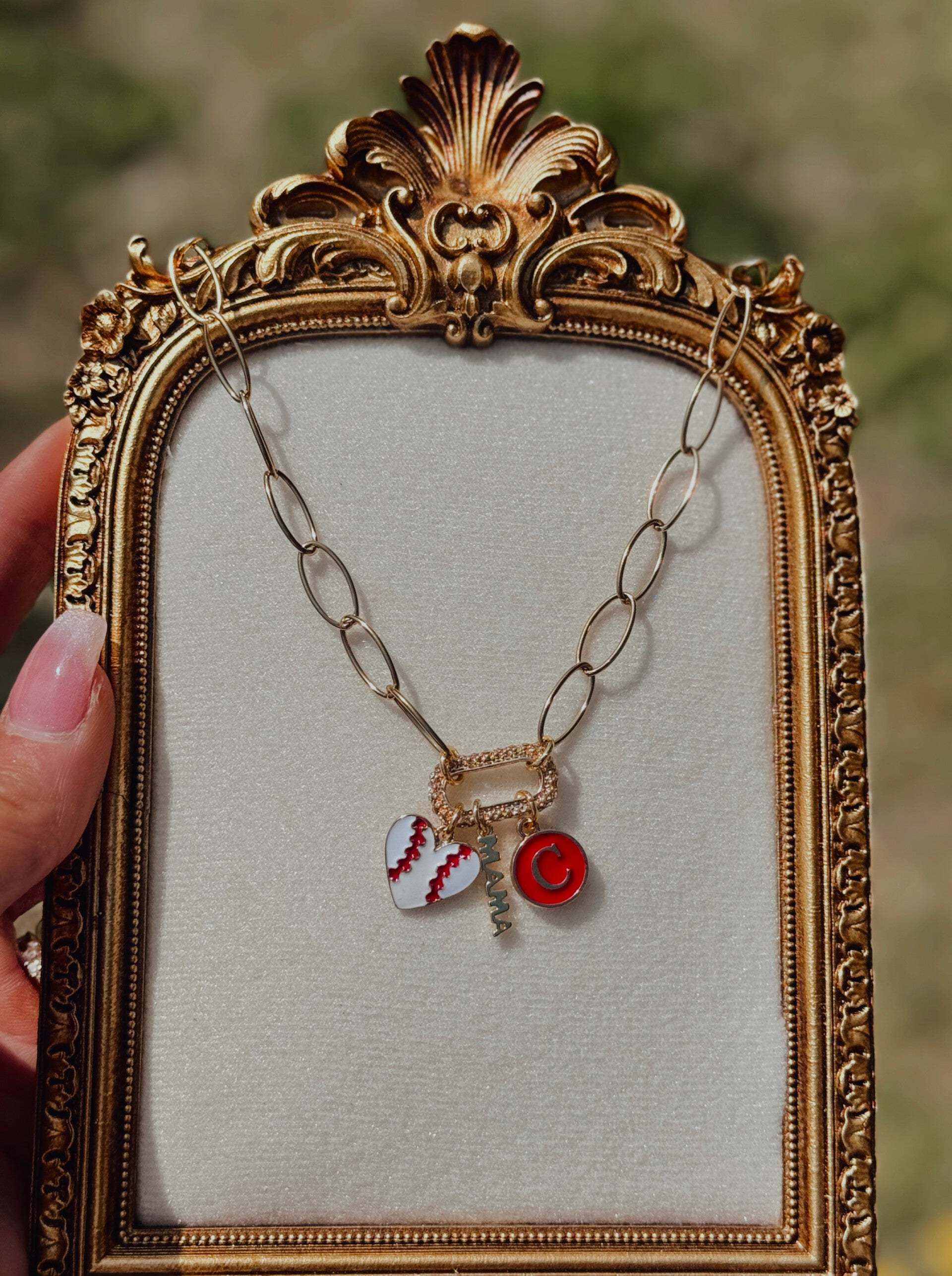 Baseball mama necklace