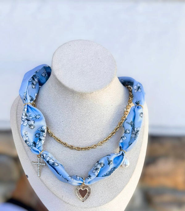 Sky Blue Scarf Necklace
