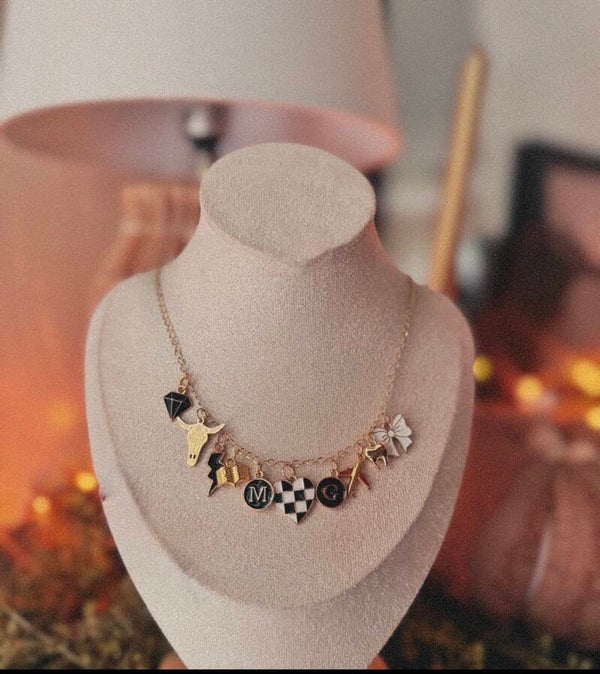 Custom checkered charm necklace