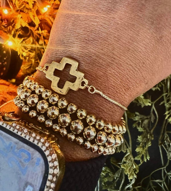 Gold cross connector bracelet