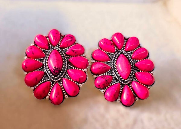 Pink western earrings