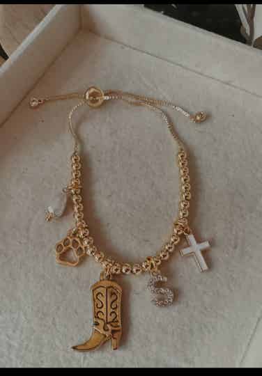 Custom gold charm bracelet