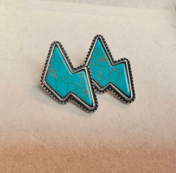 Turquoise lightning bolt earrings